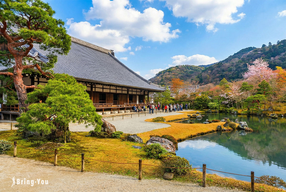 京都景點-天龍寺世界遺產夢窗疏石設計枯山水庭園