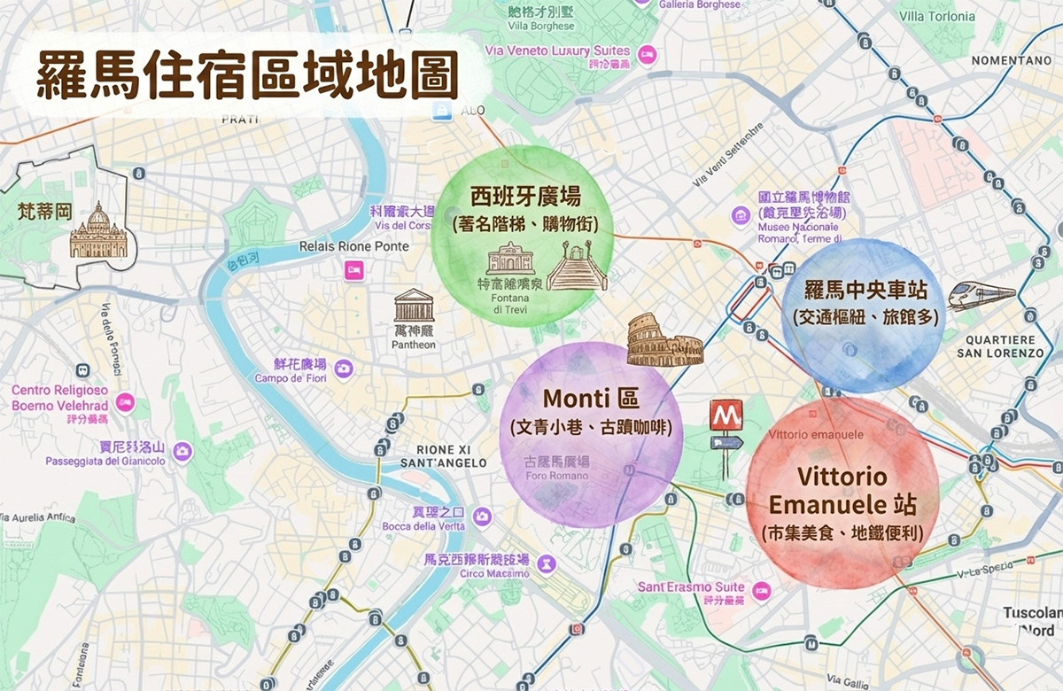 羅馬自由行住宿區域地圖