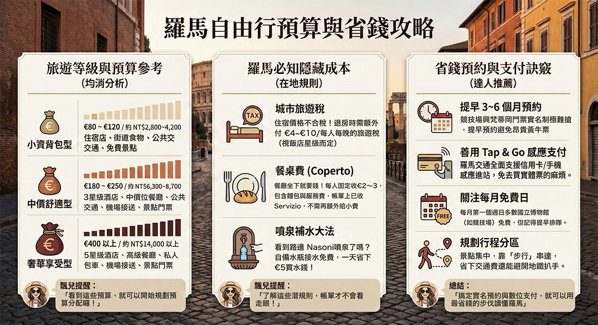 羅馬自由行預算