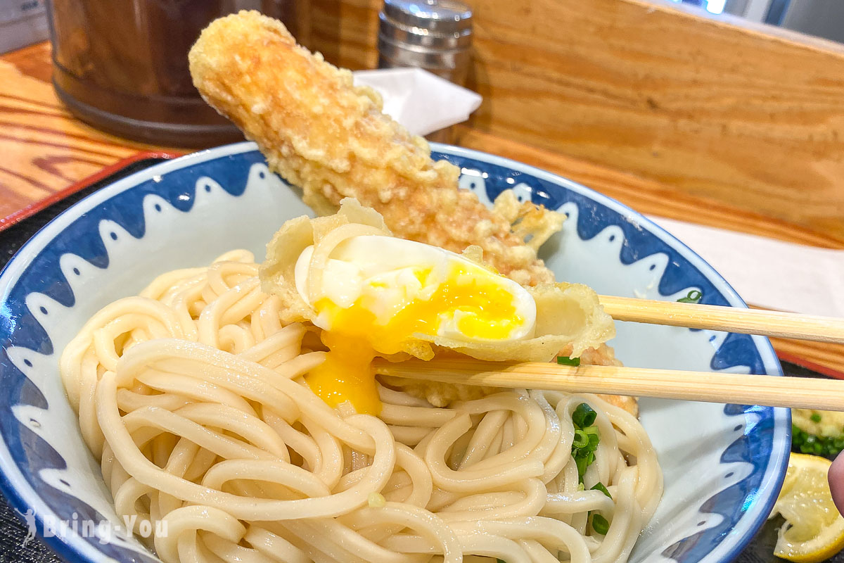 き田たけうどん|炸竹輪、炸流心蛋烏龍麵