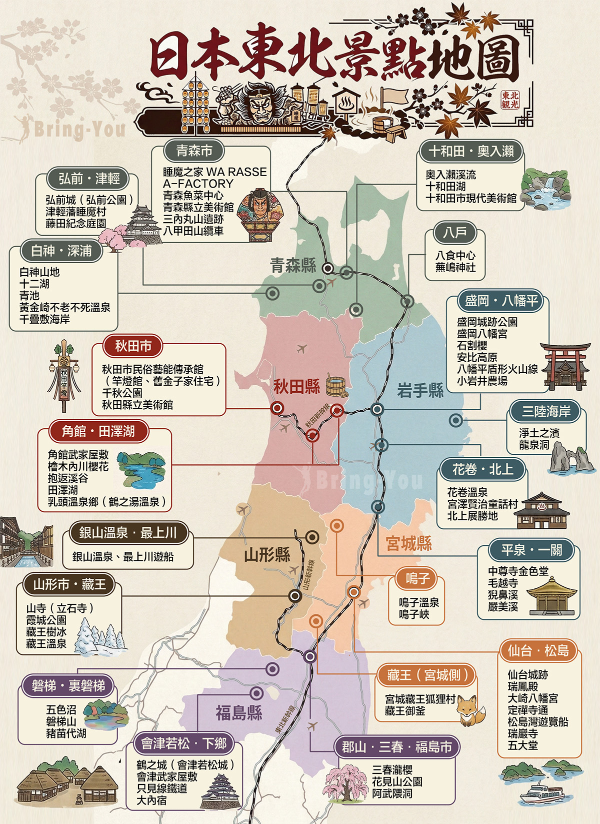 日本东北景点地图