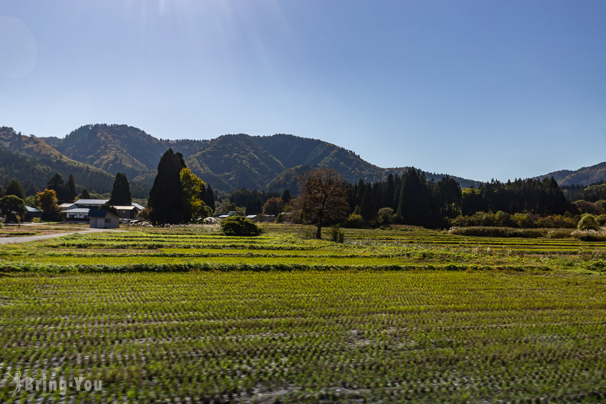 田泽湖车站出发沿途田园风光