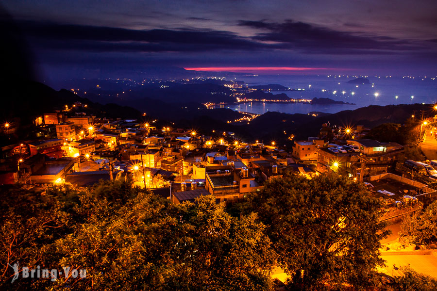 九份山城攝影景點，關帝廟日落與夜景